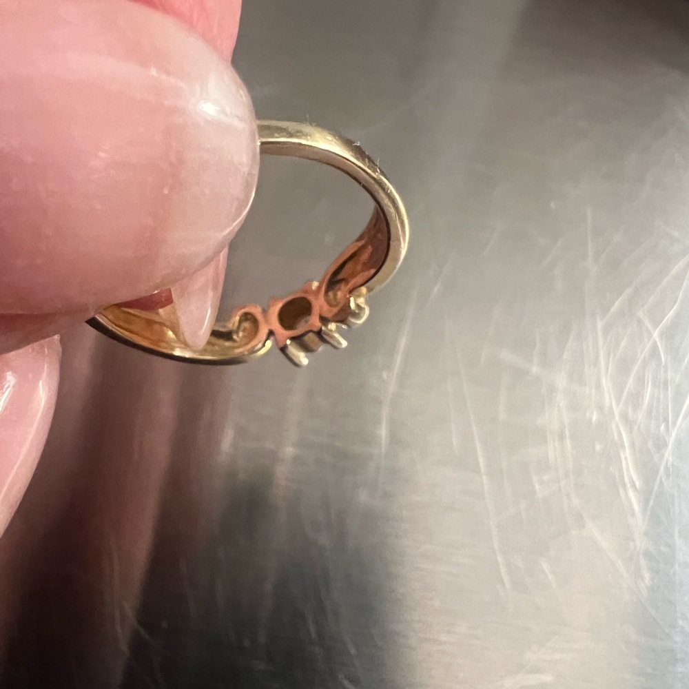 14k Solid Yellow Gold Tiny Diamond Ring - image 3